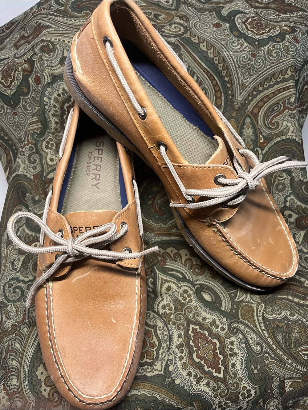 Sperry Men’s Tan Leather Moccasin Boat Shoes-12M